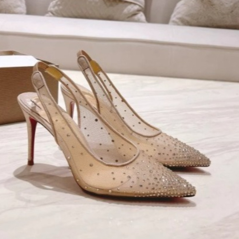 Platform Mule Heel - Женские туфли-лодочки на шпильке с сетчатым
