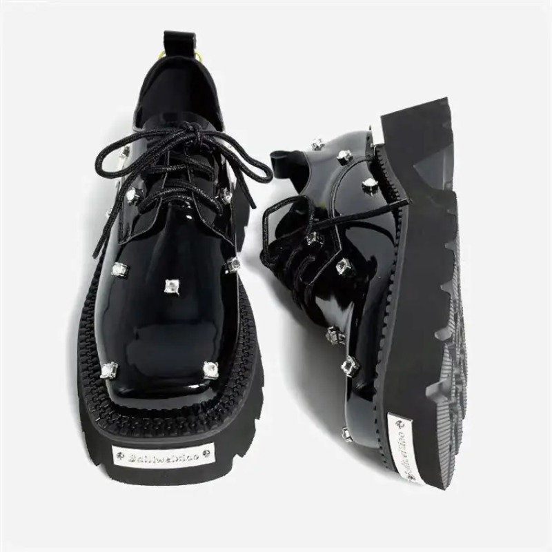 Women Shoes Sneakers - Женские лоферы на платформе с кристаллами,