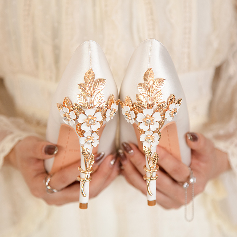Women Shoes Ysl - Роскошные туфли-лодочки с металлическими цветами на