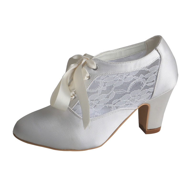 Ribbon Tie Heel - Свадебные туфли на блочном каблуке по