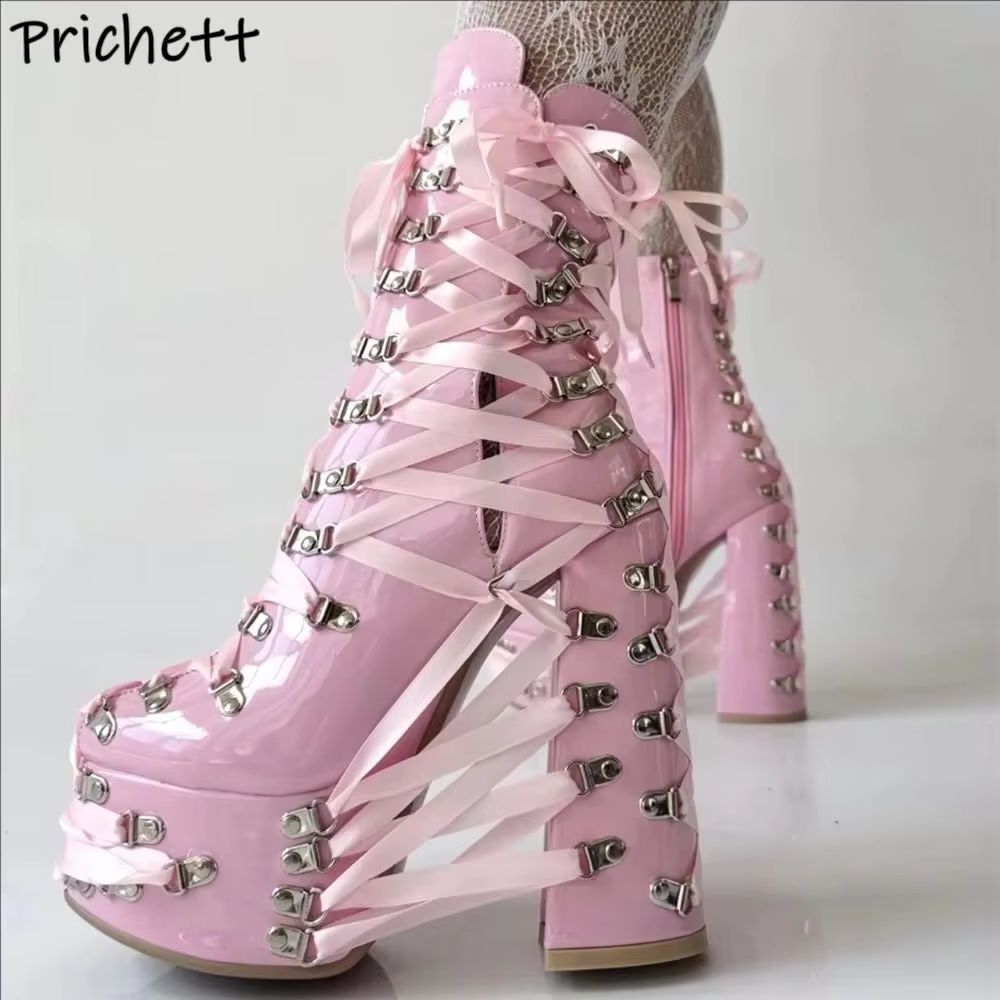 Черно-розовые ботильоны с пере – обзор и цена Ribbon Tie Heel